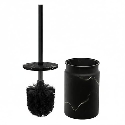 Toilet Brush and Holder Set - Toilet Bowl Brush and Holder with Sturdy Bristles for Thorough Cleaning - Concealed Matte Black Bathroom Accessories