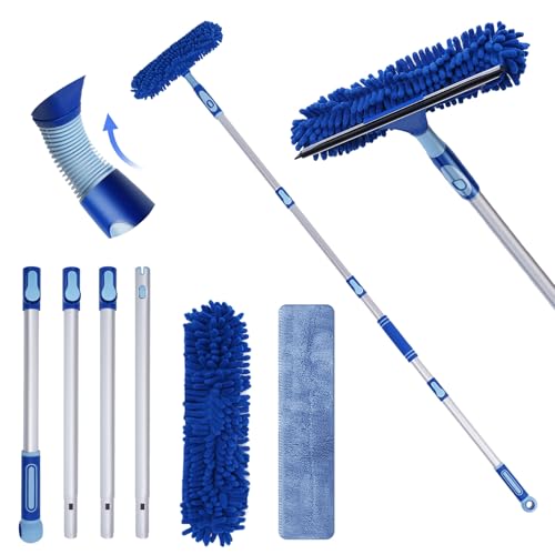 LOMIDA Professional Window Squeegee Kit - 62" Lightweight Aluminum Pole, 2 in 1 Rotatable Window Cleaning Tool Kit with Extension Pole Cleaning