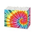 Pack of 6, Tie-Dye Basket Box, Small 6.75x4x5" for Celebration, Party, Holiday, Birthday and Events, Made in USA