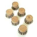 Larga Vitae 6 pcs Wooden Dish Brush Replacement Heads Made of Renewable Bamboo Wood and Natural Bristle Fiber, Durable, Long Lasting (Palm/Coconut