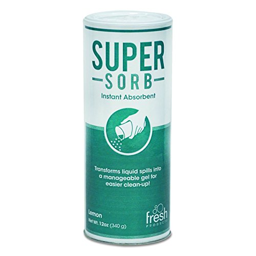 Fresh Products Super-Sorb Liquid Spill Absorbent, Powder, Lemon-Scent, 12 oz. Shaker Can, 6/Box