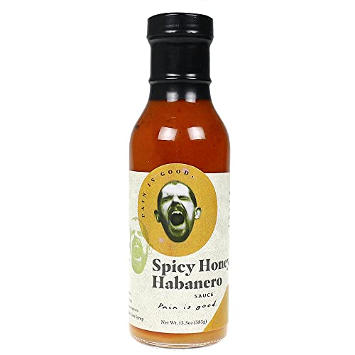 Pain is Good - Spicy Honey Habanero Screaming Wing Sauce - 13.5oz Bottle - Made in USA - All Natural Ingredients, Non-GMO, Gluten-Free, Sugar-Free