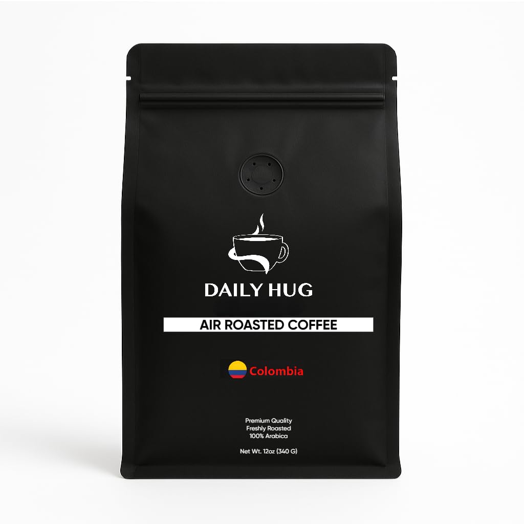 Daily Hug Colombian Coffee, 12oz - Single-Origin Andes, Air Roasted Small Batch Specialty Coffee, Notes of Milk Chocolate, Stone Fruit & Citrus