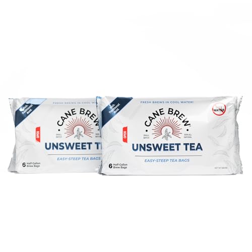 Cane Brew Unsweetened Iced Tea - Pekoe Cut Black Iced Teas, Family Size Pack - No Boil, No Mess Beverages for Home, Camping, RV, or Travel, 12 Half