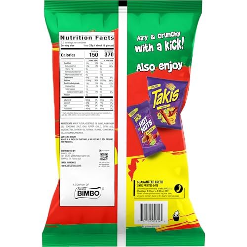 Barcel Chicharrones 2.5 oz Sharing Size Bag, Chili Pepper & Lime Flavored Spicy Puffed Wheat Snack