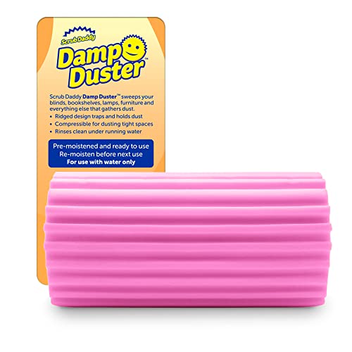 Scrub Daddy Damp Duster, Multipurpose Dusters for Cleaning - Wooden & Venetian Blind Cleaner Tool, Ridged Wet Dust Sponge for Skirting Board