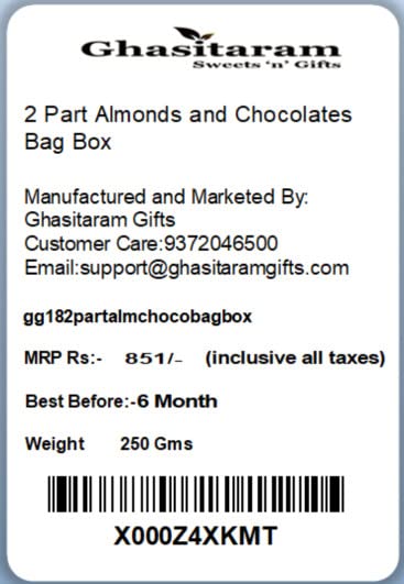 Ghasitaram Gifts Chocolate - 2 Part Almonds and Chocolates Bag Box