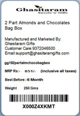 Ghasitaram Gifts Chocolate - 2 Part Almonds and Chocolates Bag Box