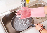 Yinceber Silicone Dishwashing Gloves, Pet Grooming Rubber Scrubbing Gloves for Dishes, Sponge Wash Cleaning Glove with Scrubbers for Housework