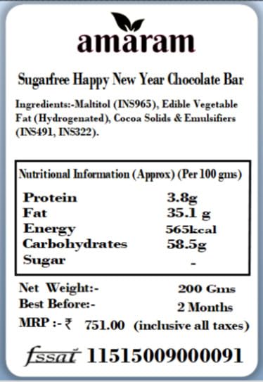 Christmas Gift Chocolates-Sugarfree Happy New Year Chocolate Bar