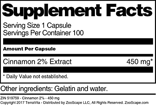 Cinnamon 2% - 450 mg (100 Capsules, ZIN: 519759) - 3 Pack