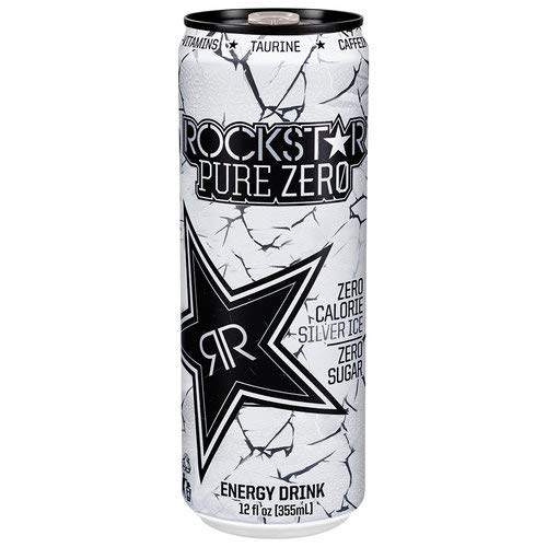 Rockstar Pure Zero Silver Ice Energy Drinks, 12 oz. 48 Cans