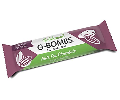 Dr. Fuhrman G-BOMBS Nutrition Bar, Nuts for Chocolate, Plant Based Protein, Organic Fruits, Vegetables, Nuts and Seeds - No Added Sugar, Sweetened