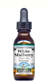 Terravita White Mulberry (Morus alba) Glycerite Liquid Extract (1:5) - Strawberry Flavored (1 oz, ZIN: 512734)