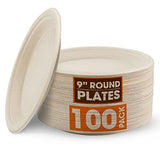 Cheer Collection 9 inch Compostable Plates - 100% Biodegradable Plates | 100% Eco Friendly & Disposable 9 inch Paper Plates for Hot or Cold Food