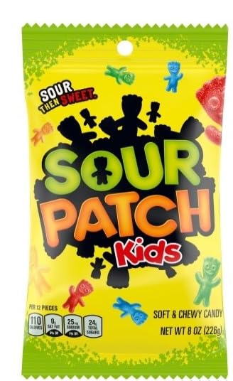 SOUR KIDS Variety, Original, Blue Raspberry, Tropical, and Heads 8 Ounce Bags (Pack of 4) - with Make Your Day Bag Clip