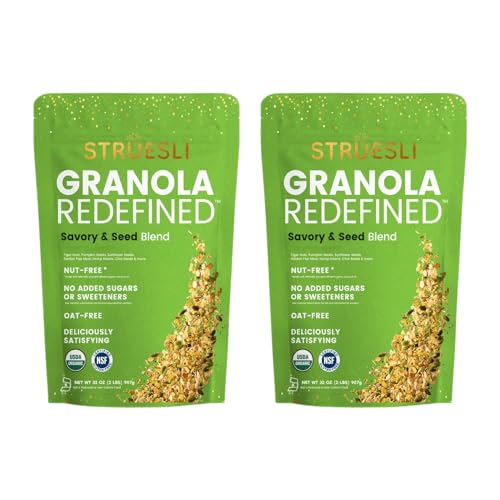 Struesli Savory & Seed Organic Granola, Nut, Grain & Gluten Free, Healthy Snacks with Pumpkin, Sunflower & Chia Seeds, Hemp Hearts, Flax, Tiger Nuts