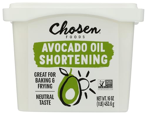 Chosen Foods Avocado Oil, Shortening 16 Oz - All Purpose Baking & Frying Shortening made from 100% pure avocados - Non-GMO, Gluten-Free, Keto Friendly
