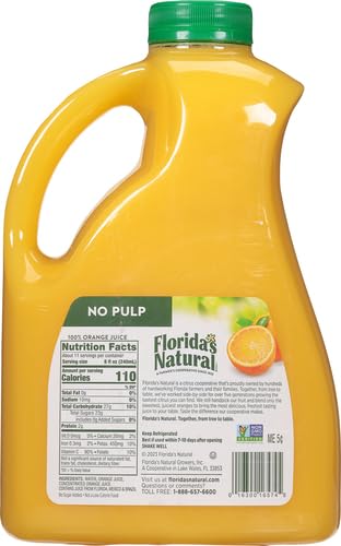 Florida's Natural Orange Juice No Pulp, 89 Fl Oz Bottle