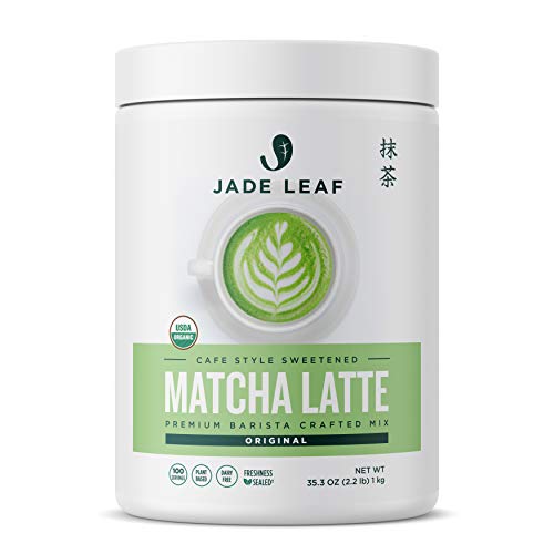 Jade Leaf Matcha Organic Matcha Latte Mix - Bulk Value Size - Lightly Sweet Japanese Matcha Green Tea Powder with Organic Cane Sugar for Café Style