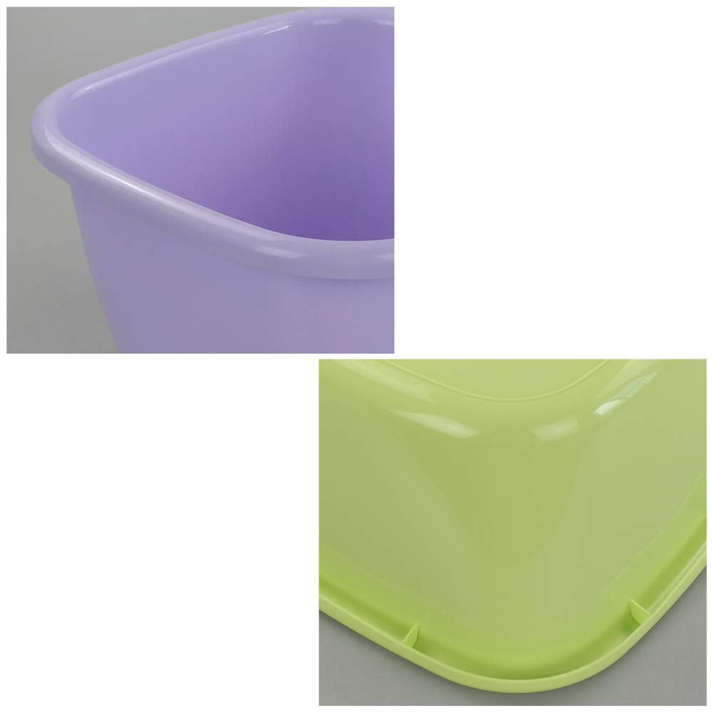 Obston 18 Quart Plastic Dish Pan, Square Washing Basins, Set of 2 (Green, Purple)