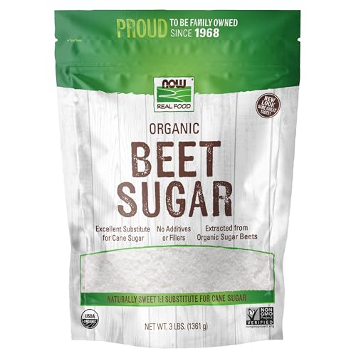 NOW Foods, Certified Organic Beet Sugar, Extracted from Organic Sugar Beets, Excellent Substitute for Cane Sugar, No Additivies or Fillers, Certified