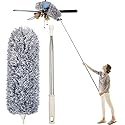 Dusters for Cleaning High Ceiling Fan, Newliton Microfiber Feather Duster with 30'' to 100'' Telescoping Extension Pole, Long Extendable Duster
