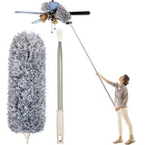 Dusters for Cleaning High Ceiling Fan, Newliton Microfiber Feather Duster with 30'' to 100'' Telescoping Extension Pole, Long Extendable Duster