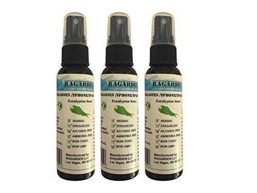 RAGARDEN Eyeglasses/iPhone/iPad Cleaner. Eucalyptus Floral Water. Bulk Quantity (3) of 2 oz Spray Bottles.