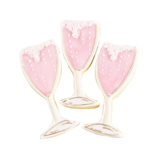 ½ Dz. Champagne Glass Cookies! Hand Painted Pink Elegance with a Stem of Bubbly! Hostess or Bridal Gift!