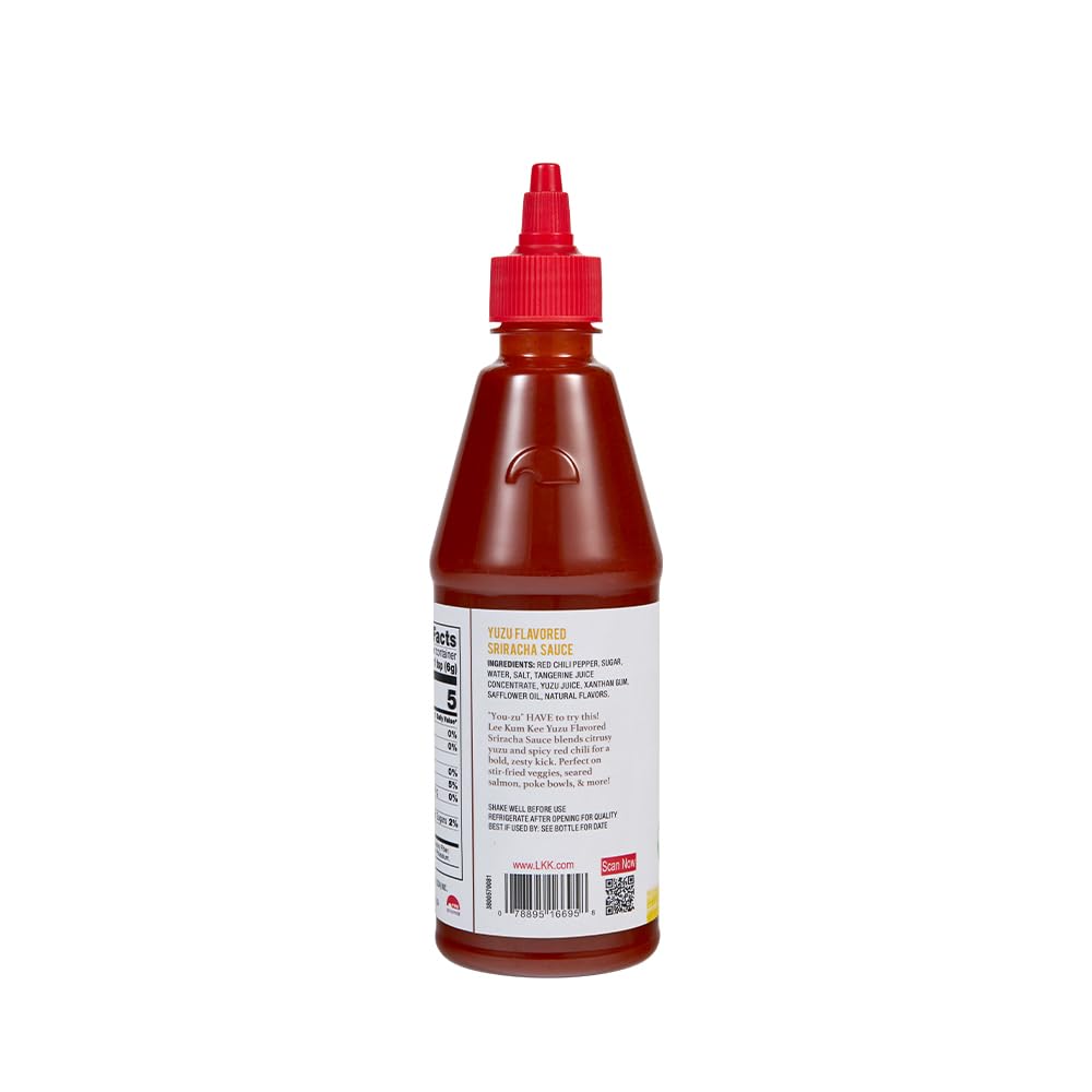 Lee Kum Kee Yuzu Flavored Sriracha Sauce (17.8 oz - 1 Pack) | Gluten Free | Bold & Zesty | Perfect for Dipping, Drizzling, Marinades, Seafood, Poke