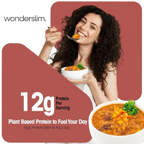 WonderSlim Protein Meal, Zesty Vegetable Chili w/Beans, 12g Protein, 4g Fiber, Gluten Free (7ct)