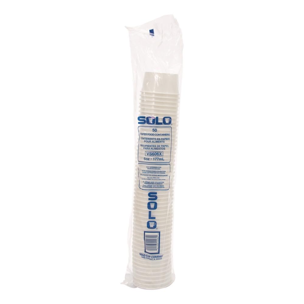 Solo VS606X-02050 6 oz White Vs DSP Paper Food Container (Case of 1000)