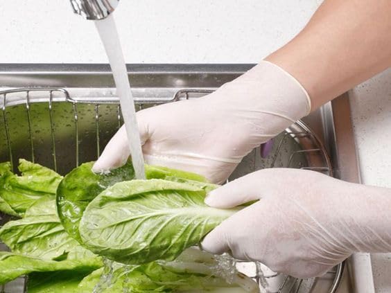 Lakesstory Extra Large Powdered Disposable Latex Gloves for Foodservice Extra Large Size Pack of 100 (White)