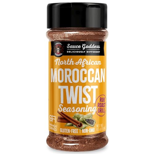 Sauce Goddess - Moroccan Twist Spice Shaker - Exotic Blend with Cardamom & Cinnamon, No Sugar, Gluten-Free, Low Sodium, Vegan - 4.5oz