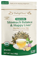 DelighTeas Stomach & Liver Tea | Ayurvedic Herbal Blend for Digestion | Organic Milk Thistle, Fennel, Ginger, Peppermint & Licorice | Vegan