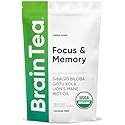 Brain Tea Focus & Memory - Brain Tea Organic Certified 4-in-1 Nootropic Herbal Supplement with Ginkgo Biloba, Gotu Kola, Lion’s Mane Mushroom, MCT