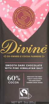 Divine Chocolate Chocolate Bar Dark Pink Himalian Salt, 3 Ounce