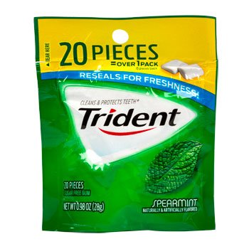 Trident Spearmint Sugar Free Gum 0.98 oz (Pack of 6)