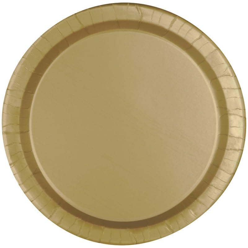 Gold Solid Round Dinner Plates - 9" (Pack of 8) - Premium Paper - Perfect For Parties & Events