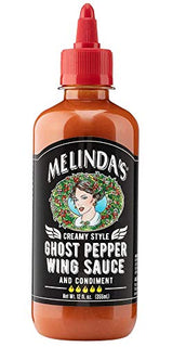 Melinda’s Ghost Pepper Wing Sauce - 12 Oz, 1 Pack - Gourmet Spicy Hot Sauce - Made with Fresh Ingredients, Ghost Peppers (Bhut Jolokia), Habanero
