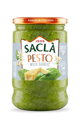 SACLA Wild Garlic Pesto Sauce | Basil & Wild Garlic Italian Pesto with Parmigiano Reggiano & Pecorino Romano Cheeses | 6.7 oz Glass Jar | Non-GMO