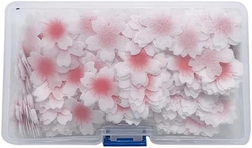 100 Pieces/Box Edible Flower Cupcake Toppers, Sticky Rice Paper Decorative Cake Cupcake Toppers for Wedding Birthday Party Cupcake Food Decoration