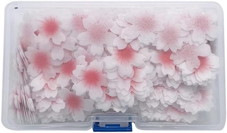 100 Pieces/Box Edible Flower Cupcake Toppers, Sticky Rice Paper Decorative Cake Cupcake Toppers for Wedding Birthday Party Cupcake Food Decoration