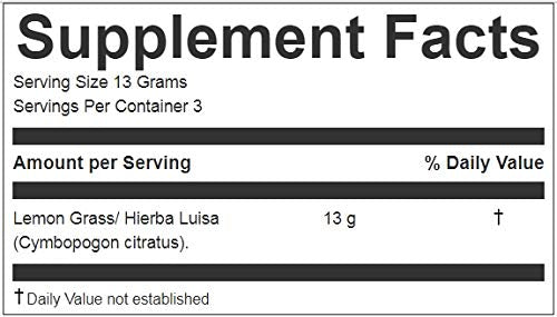 Hanan Hierba Luisa Fresh Lemongrass Tea/Te de Limon Loose Leaf Herbal Tea 1.4 oz (40 g) - Dried Lemon Grass Leaf Herbs & Natural Supplement