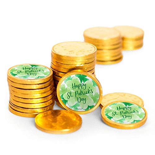 St. Patrick's Day Candy Chocolate Gold Coins with Stickers (80 Pack)