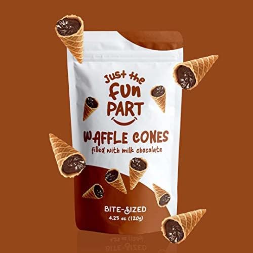 Just The Fun Part | Bite-Size Crispy Mini Waffle Cones | Filled With Premium Belgian Chocolate | Great For Snacks, Desserts, Grab & Go | Kosher | 4.23