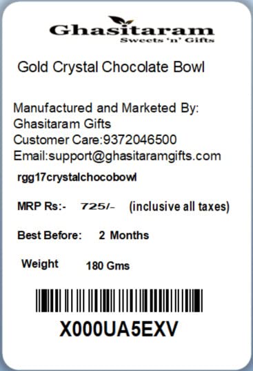 Ghasitaram Gifts Diwali Gifts Diwali Chocolate - Gold Crystal Chocolate Bowl