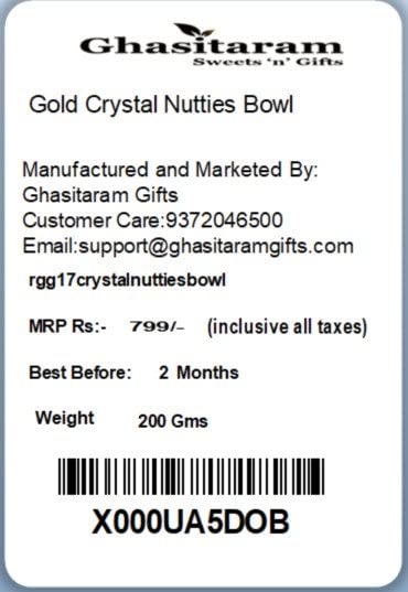 Ghasitaram Gifts Chocolate - Gold Crystal Nutties Bowl