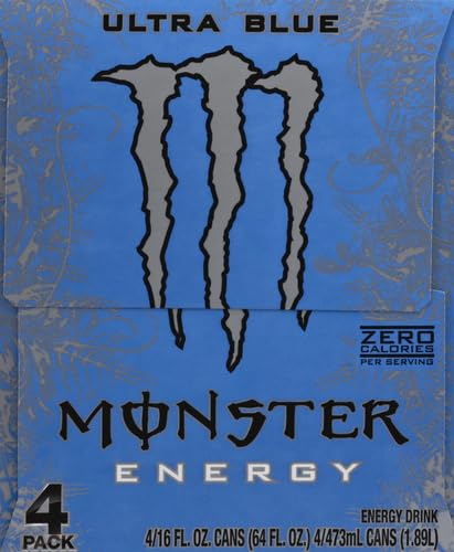 Monster Energy, Ultra Blue, 16 fl oz, 4 Pack